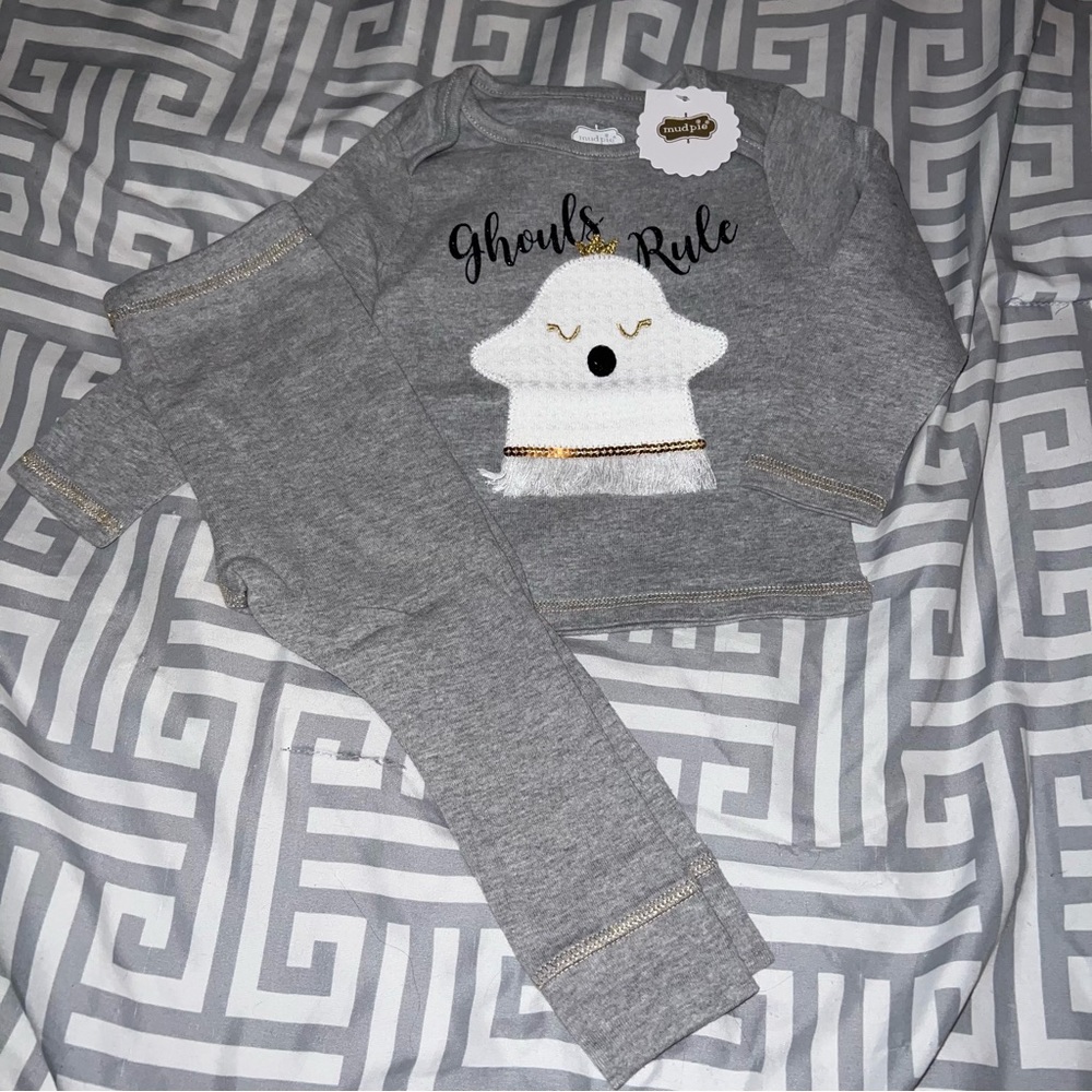 🎃 Mudpie Baby Girls Size 6-9 months New NWT Halloween Set Outfit Ghouls Rule